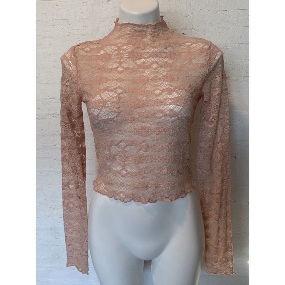 Coquette Dainty Lagenlook Y2K Ethereal Fairy BP FloralLace Top Blush M